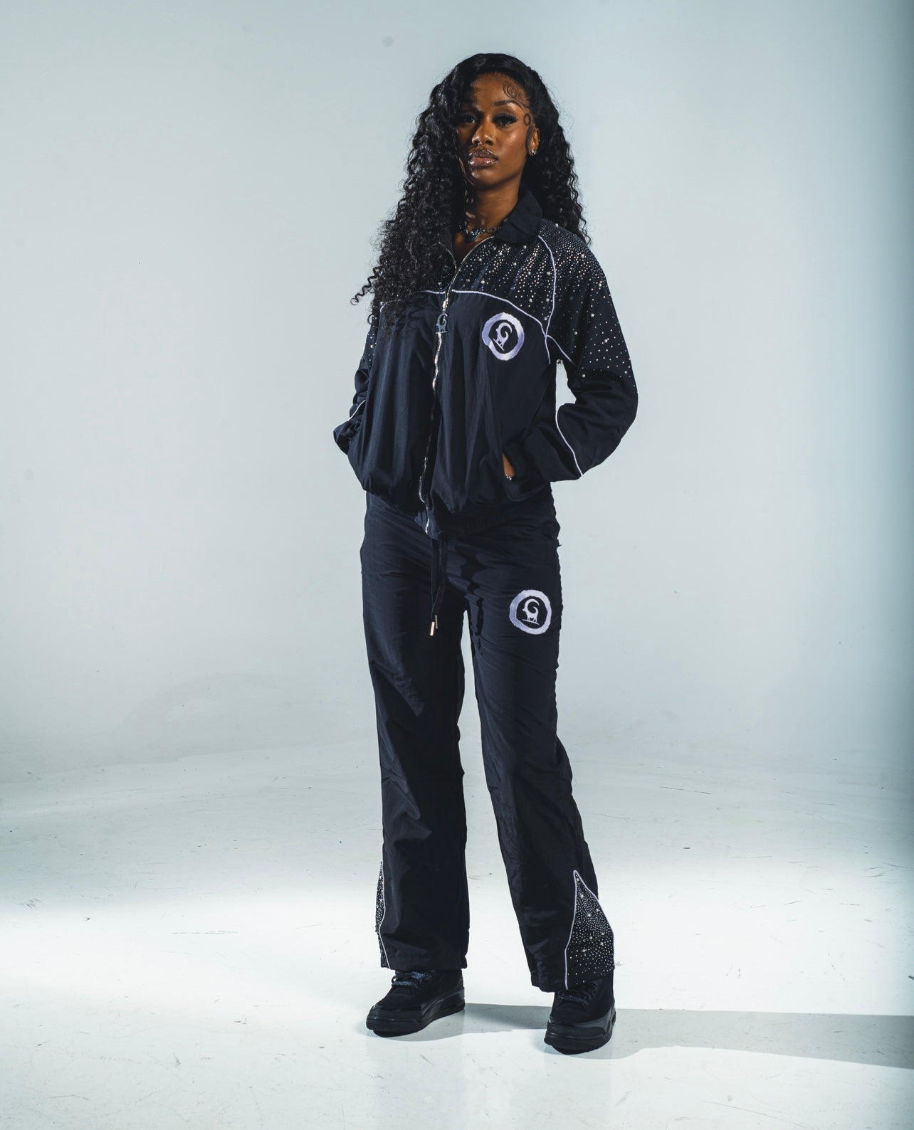 Rhinestone and pearl set ( Black)